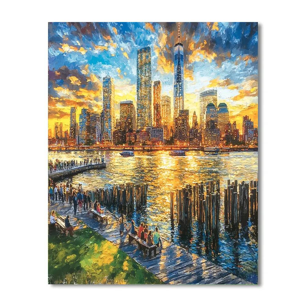 Downtown Manhattan Skyline From Brooklyn Bridge Park New York United States Paint by numbers kits