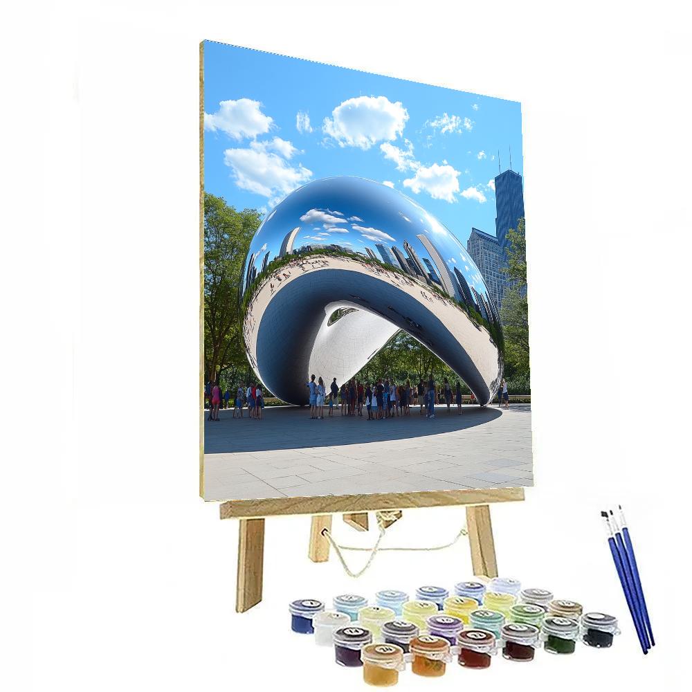 Millennium Park Cloud Gate Sculpture Chicago United States paint by color