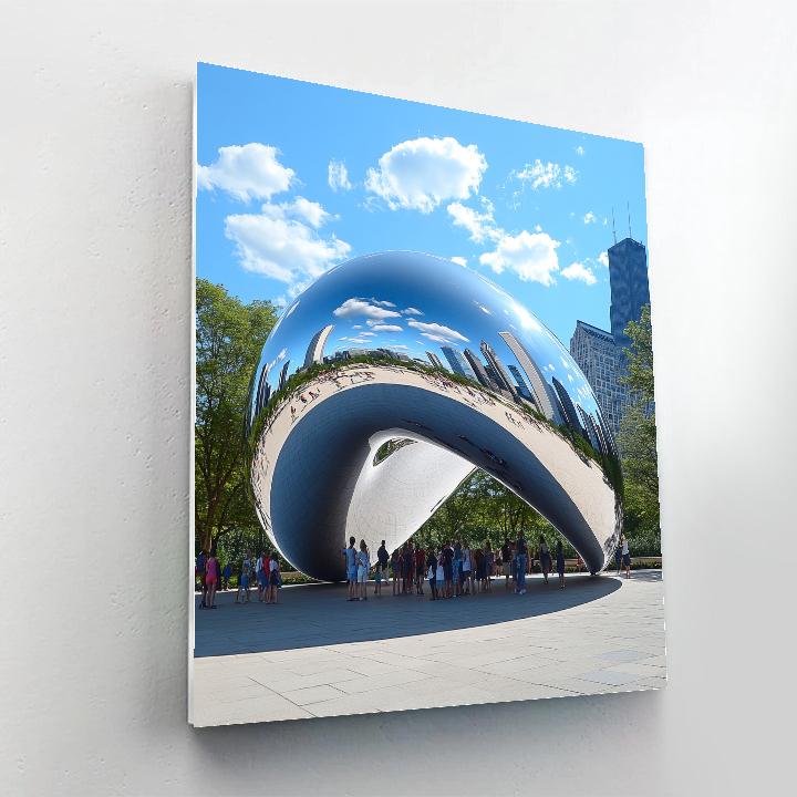 Millennium Park Cloud Gate Sculpture Chicago United States paint by color