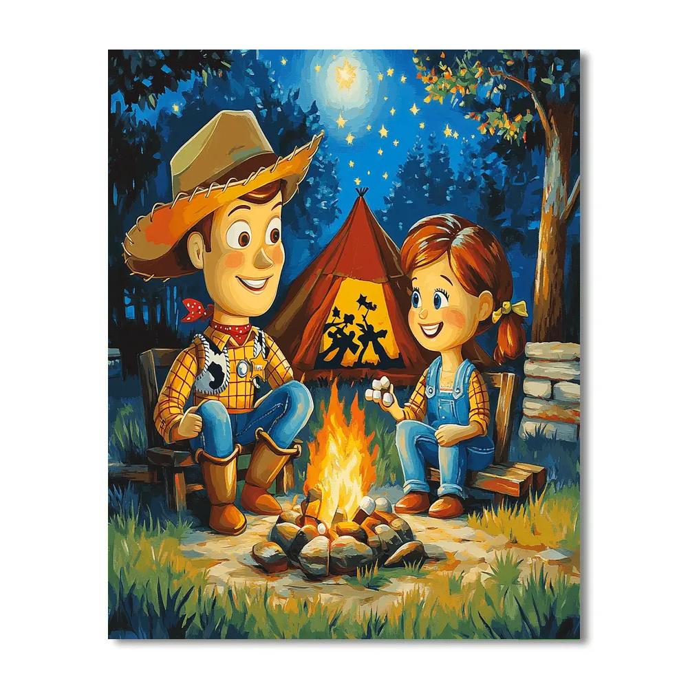 Woody & Jessie Campfire Stories Disney paint by color