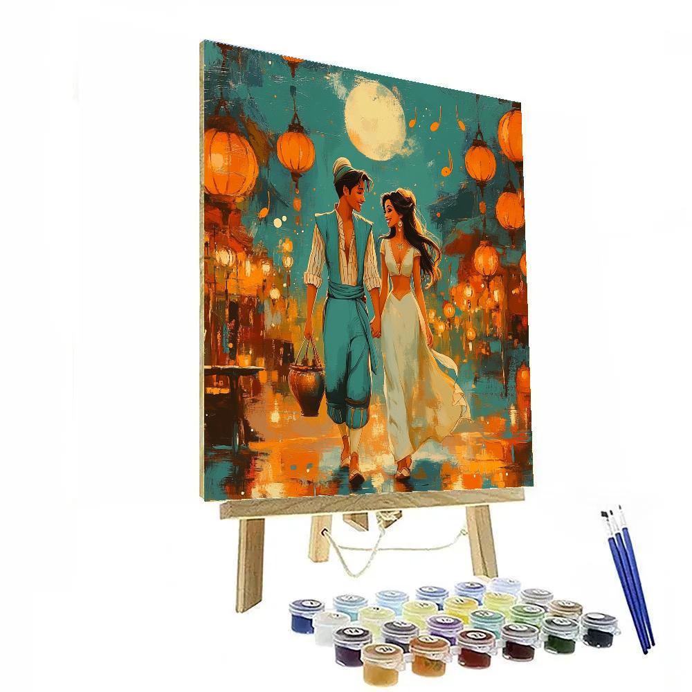Aladdin & Jasmine Evening Bazaar Disney Paint by numbers art
