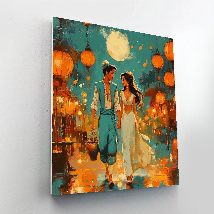 Aladdin & Jasmine Evening Bazaar Disney Paint by numbers art