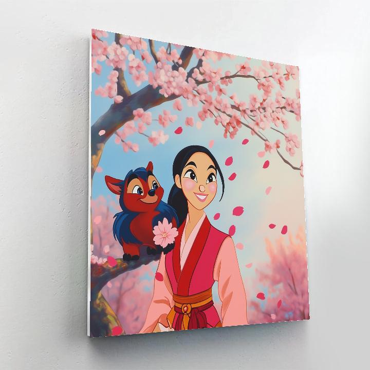Mulan & Mushu Courage Moment Disney paint by color