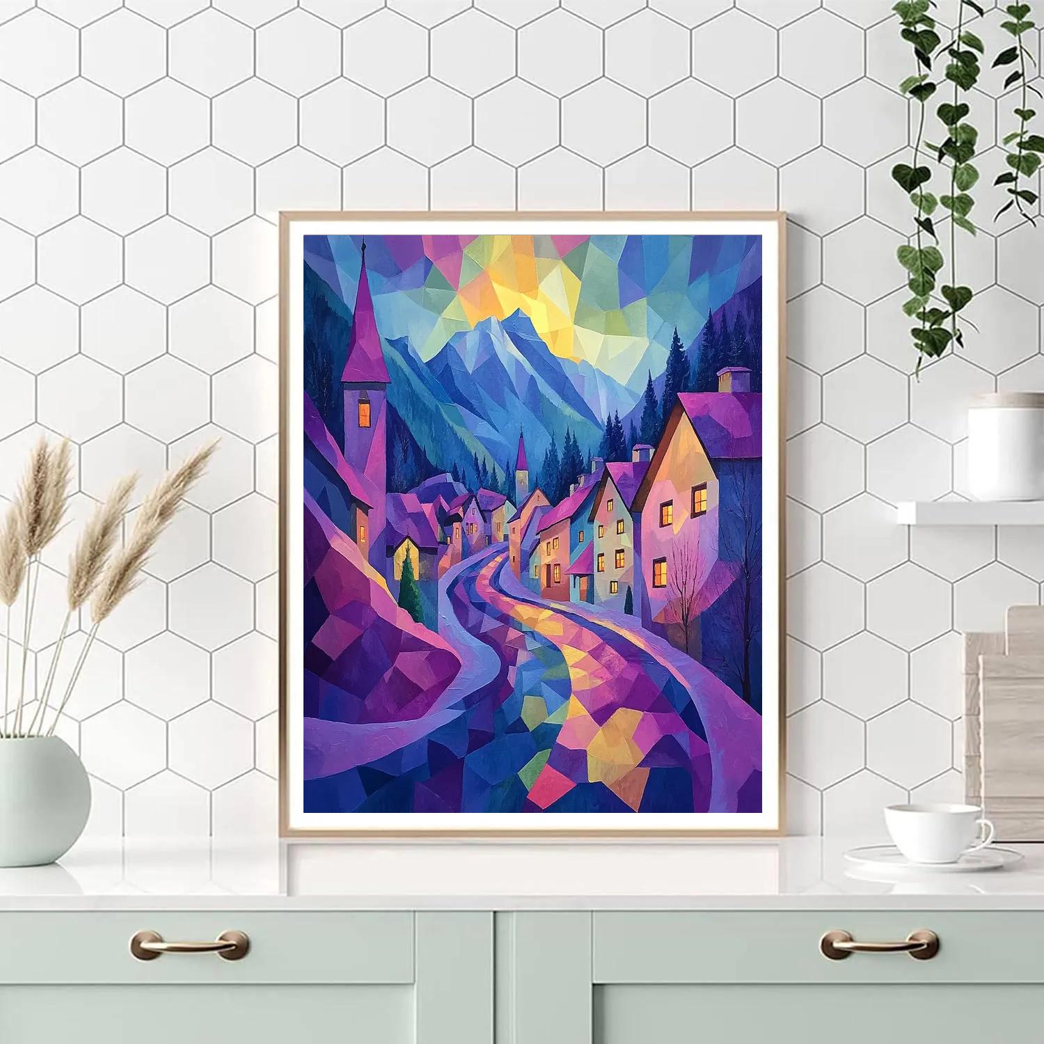 Ernst Ludwig Kirchner Inspired Mountain Street At Night Number painting