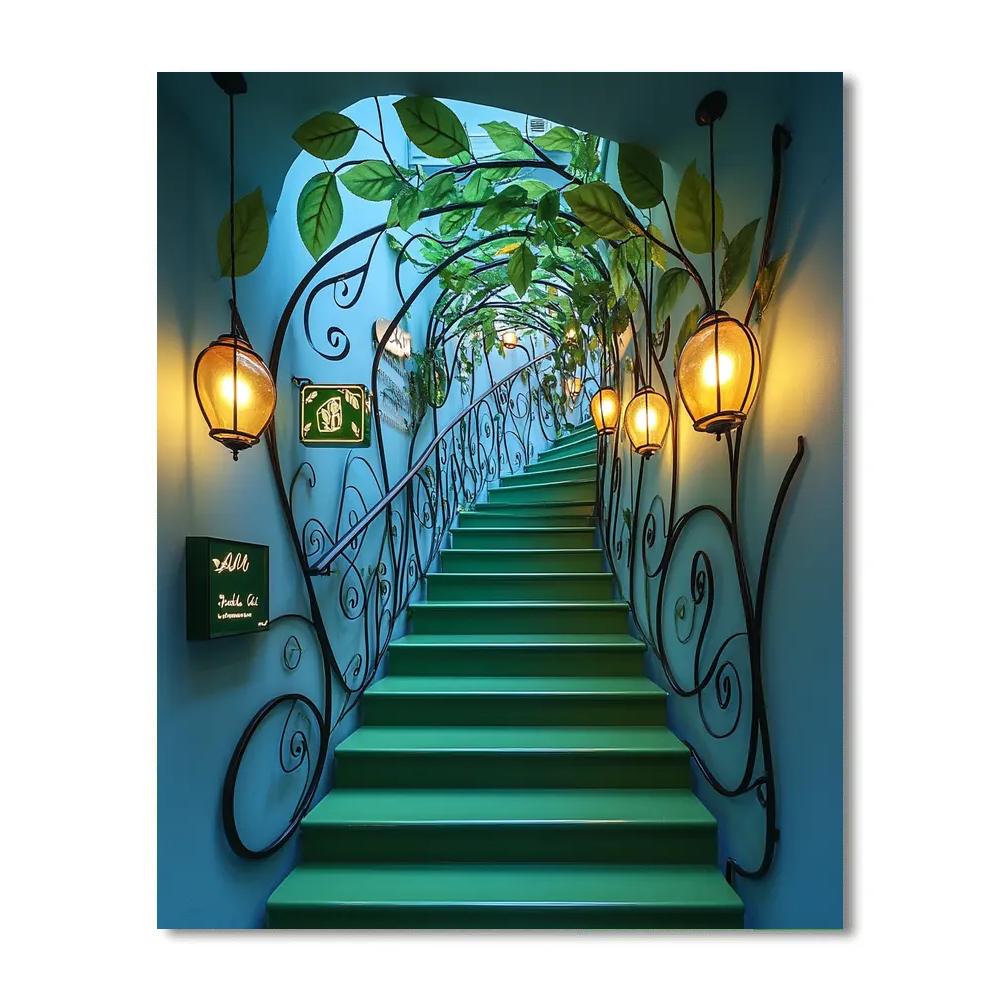 Hector Guimard Inspired Art Nouveau Entrance paint by number