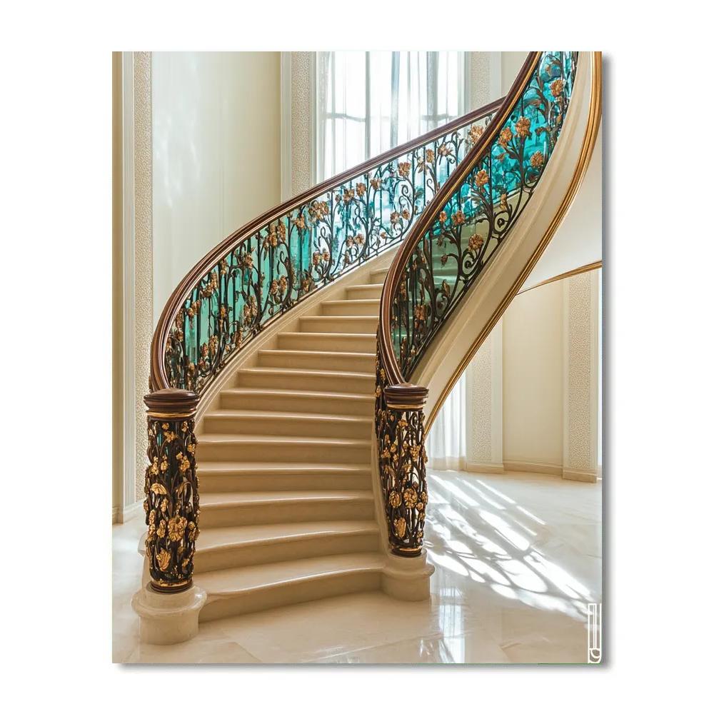 Victor Horta Inspired Curved Stair Hall paint by color