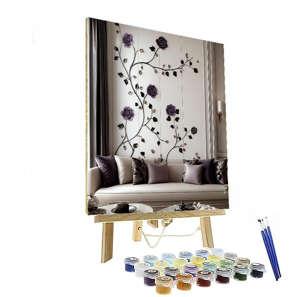 Charles Rennie Mackintosh Inspired Rose Pattern Interior DIY paint by numbers