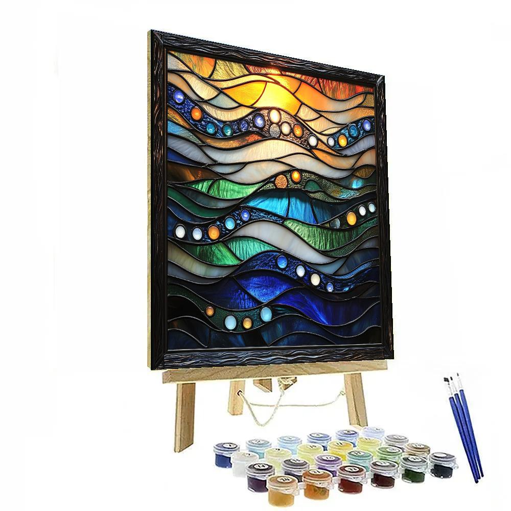 Louis Comfort Tiffany Inspired Stained Glass Ocean DIY paint by numbers