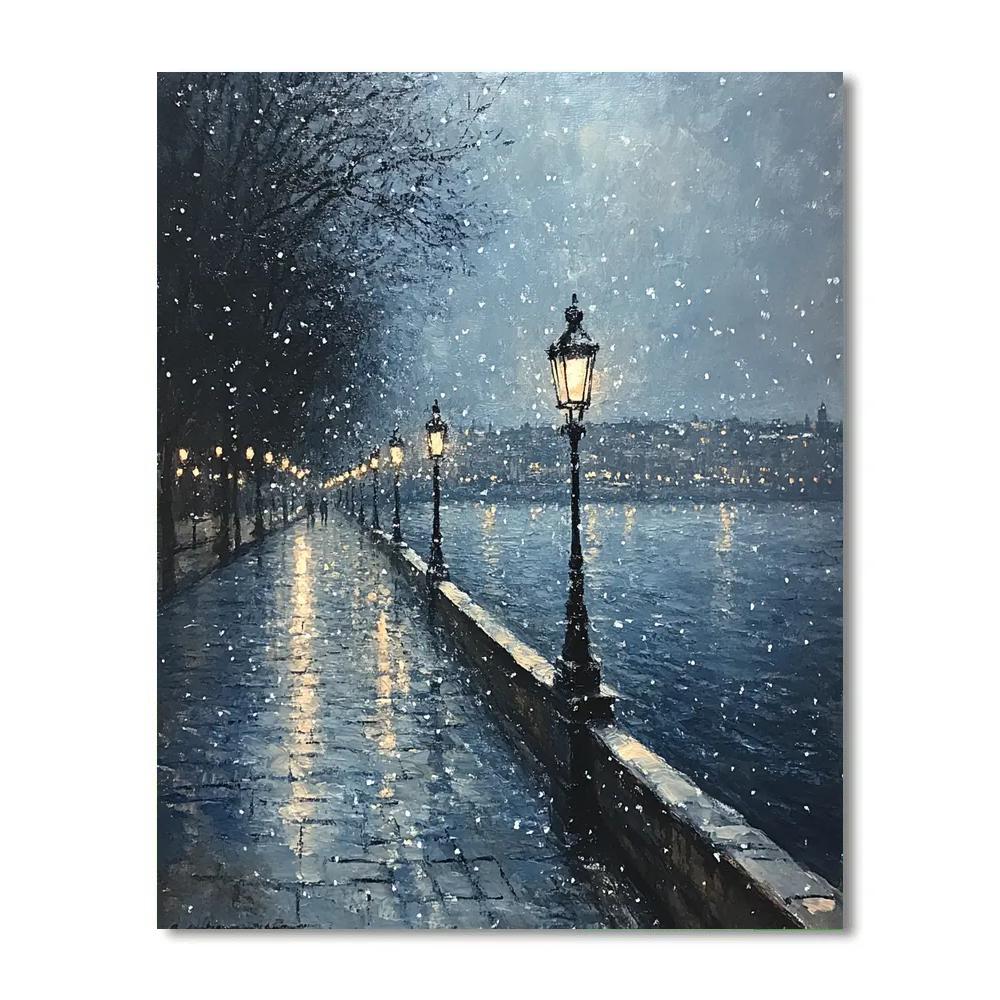 Whistler Inspired Snow Nocturne Number painting