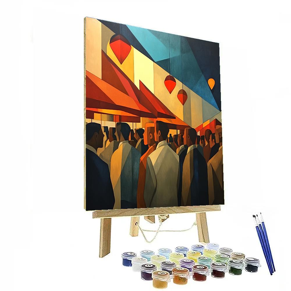 Pablo Picasso Inspired Futuristic City Market Numbered painting kits