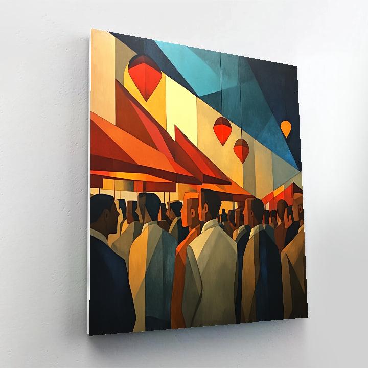 Pablo Picasso Inspired Futuristic City Market Numbered painting kits