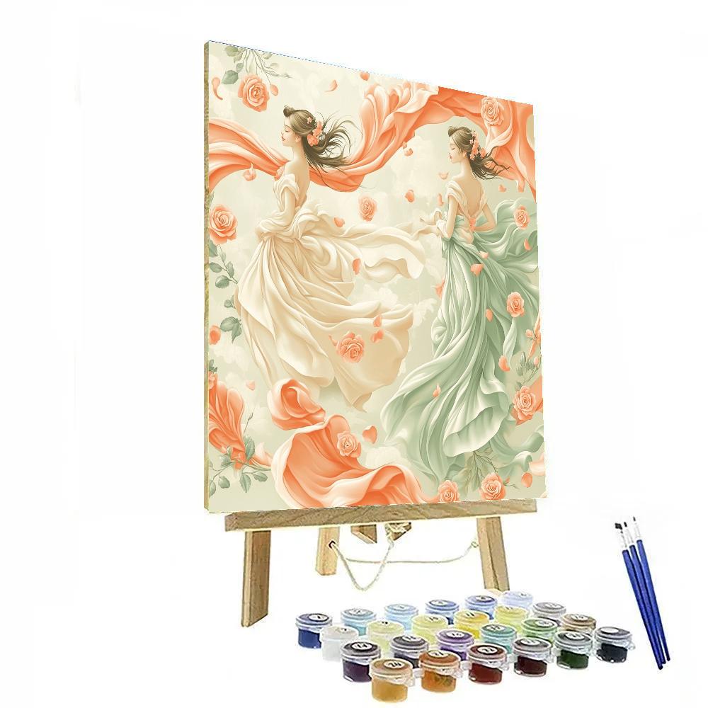 Botticelli Inspired Zephyr Over Roses paint by numbers