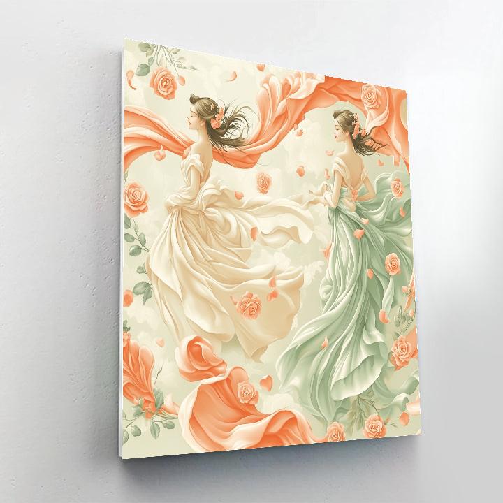 Botticelli Inspired Zephyr Over Roses paint by numbers