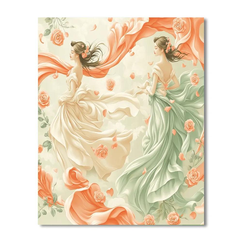 Botticelli Inspired Zephyr Over Roses paint by numbers