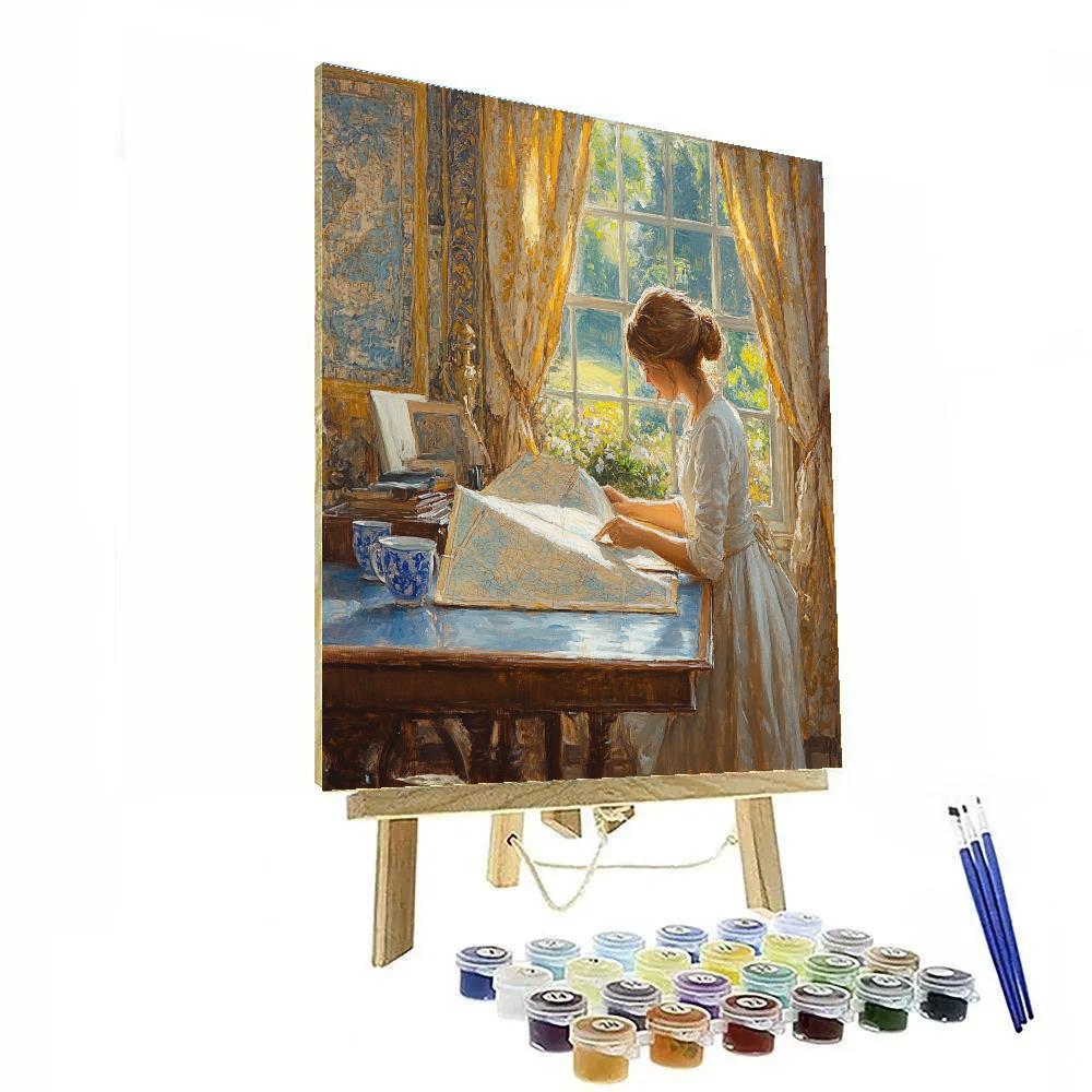Vermeer Inspired Quiet Study With Map Numbered painting kits