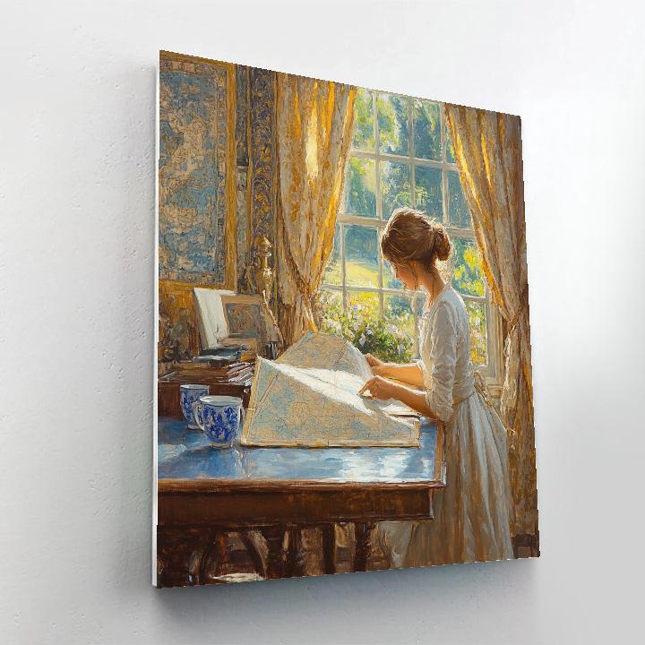 Vermeer Inspired Quiet Study With Map Numbered painting kits