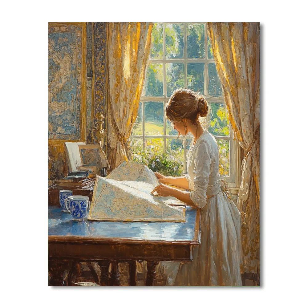 Vermeer Inspired Quiet Study With Map Numbered painting kits