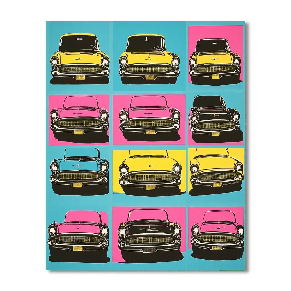 Andy Warhol Inspired Pop Vintage Cars Paint by numbers art