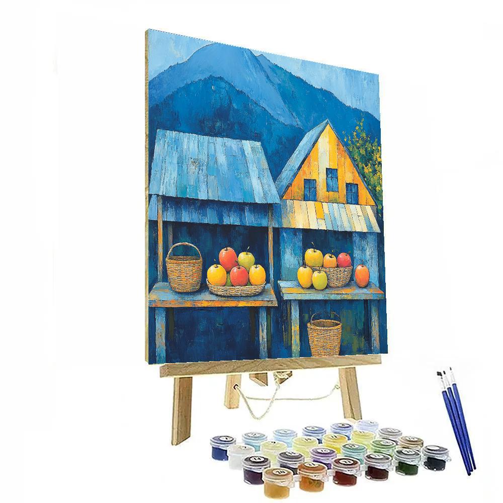 Paul Cezanne Inspired Mountain Village Market paint by numbers