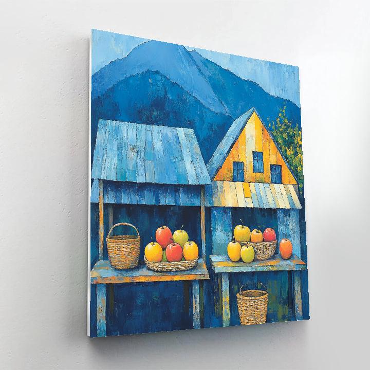 Paul Cezanne Inspired Mountain Village Market paint by numbers