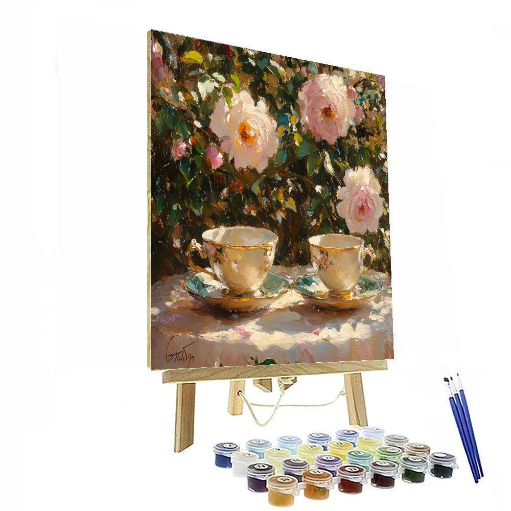 Pierre Auguste Renoir Inspired Garden Roses At Tea DIY paint by numbers