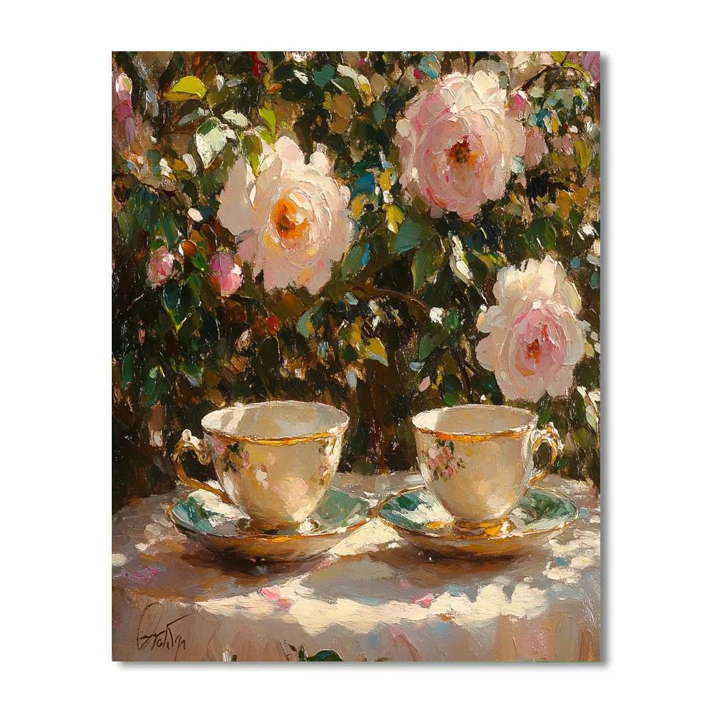 Pierre Auguste Renoir Inspired Garden Roses At Tea DIY paint by numbers