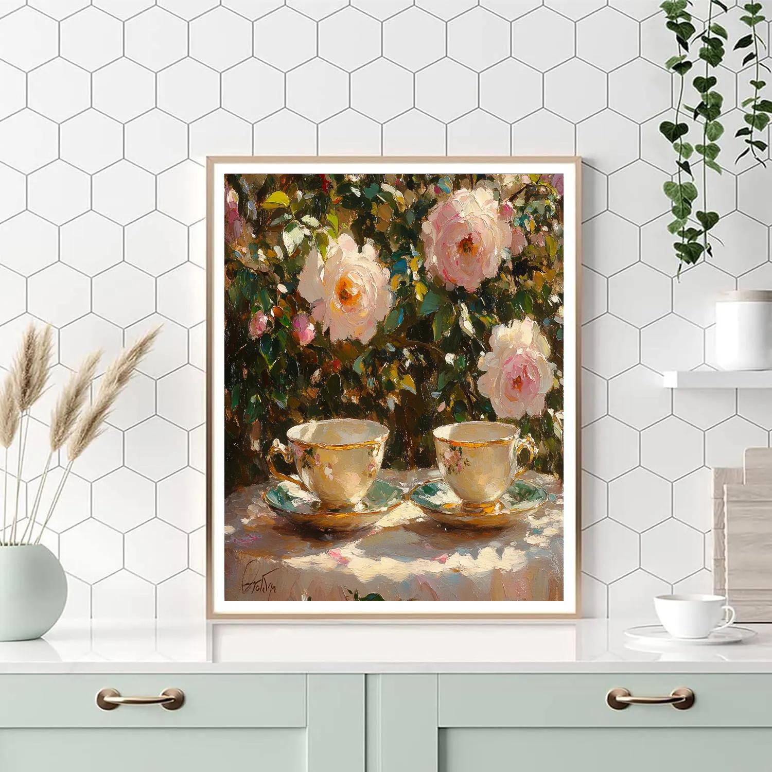 Pierre Auguste Renoir Inspired Garden Roses At Tea DIY paint by numbers