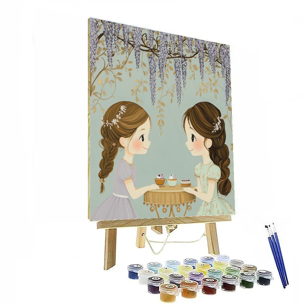 Sofia & Amber Garden Tea Disney Number painting