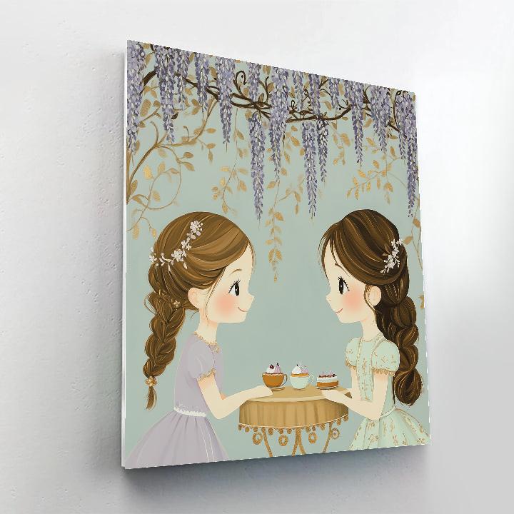 Sofia & Amber Garden Tea Disney Number painting