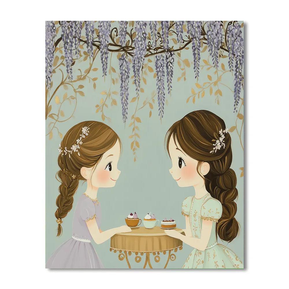 Sofia & Amber Garden Tea Disney Number painting