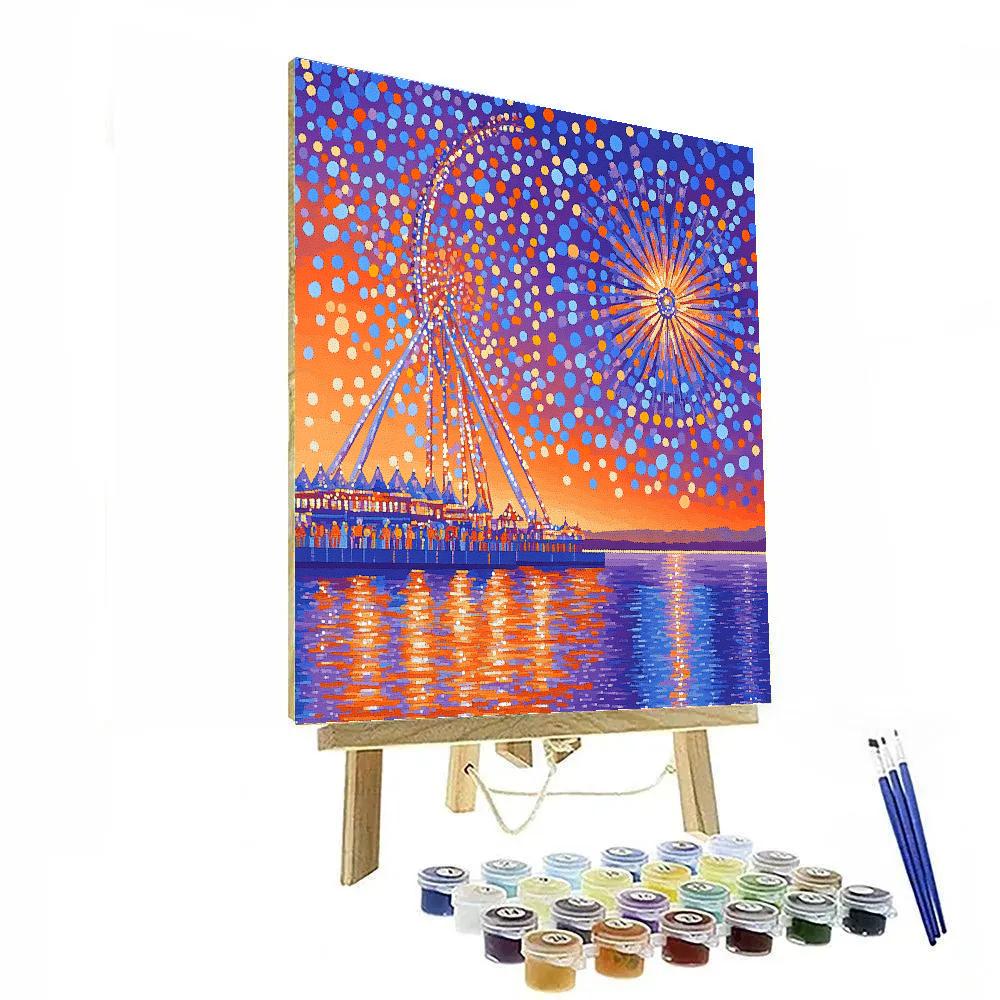 Georges Seurat Inspired Ferris Wheel Sunset painting number kit