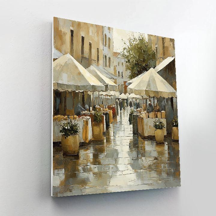 Camille Pissarro Inspired Market Under Rain paint by numbers