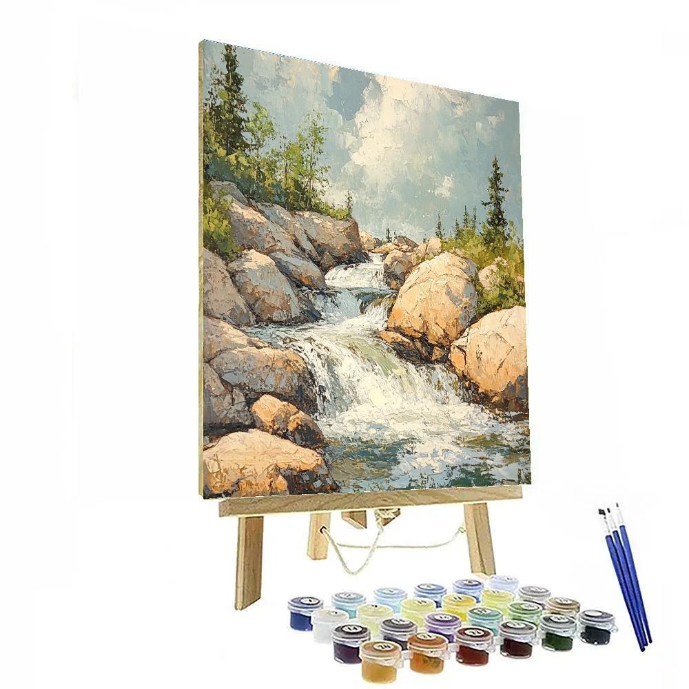 Gustave Courbet Inspired Rocky Riverbank Paint by numbers art