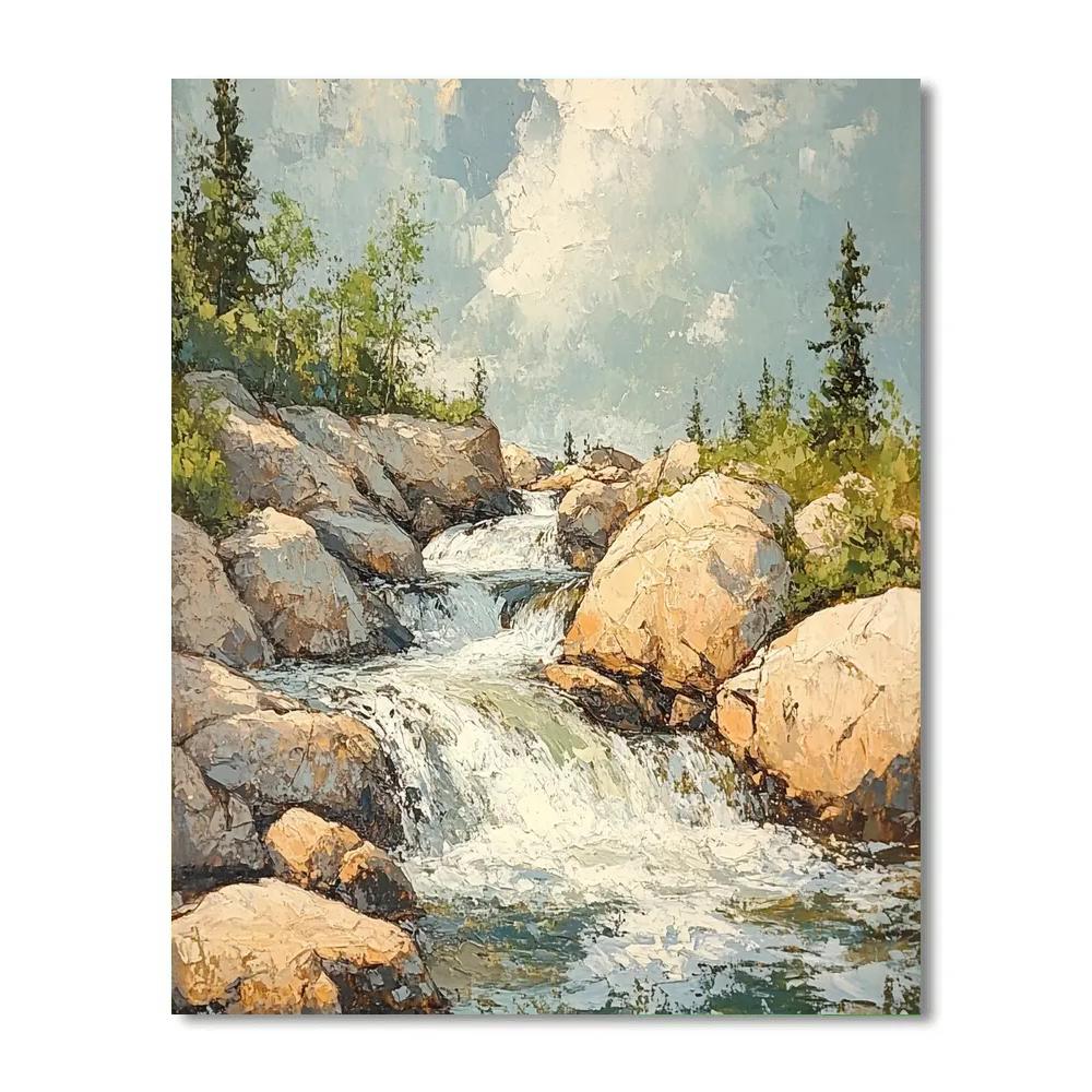 Gustave Courbet Inspired Rocky Riverbank Paint by numbers art