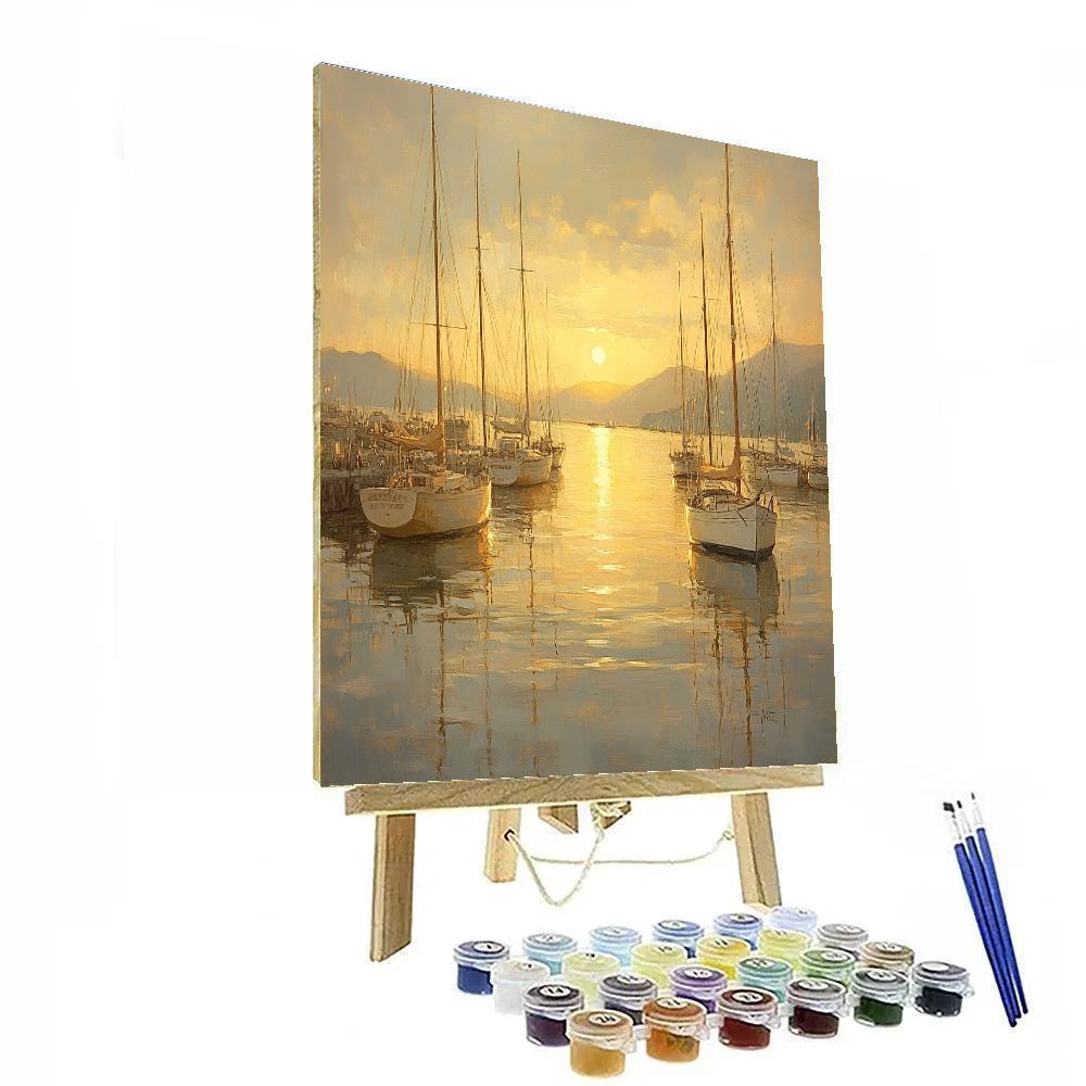 Claude Lorrain Inspired Ships At Golden Dusk Paint by numbers art