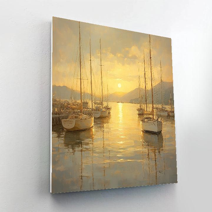 Claude Lorrain Inspired Ships At Golden Dusk Paint by numbers art
