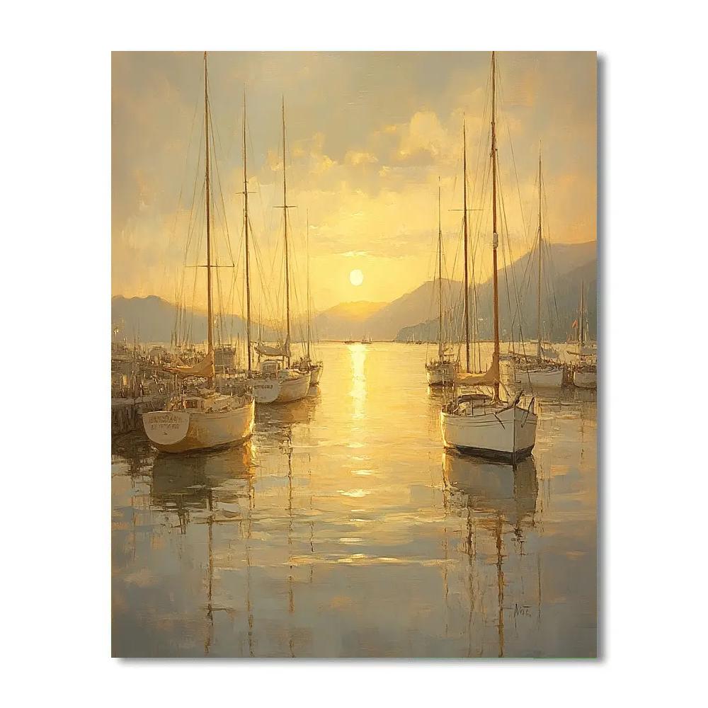 Claude Lorrain Inspired Ships At Golden Dusk Paint by numbers art