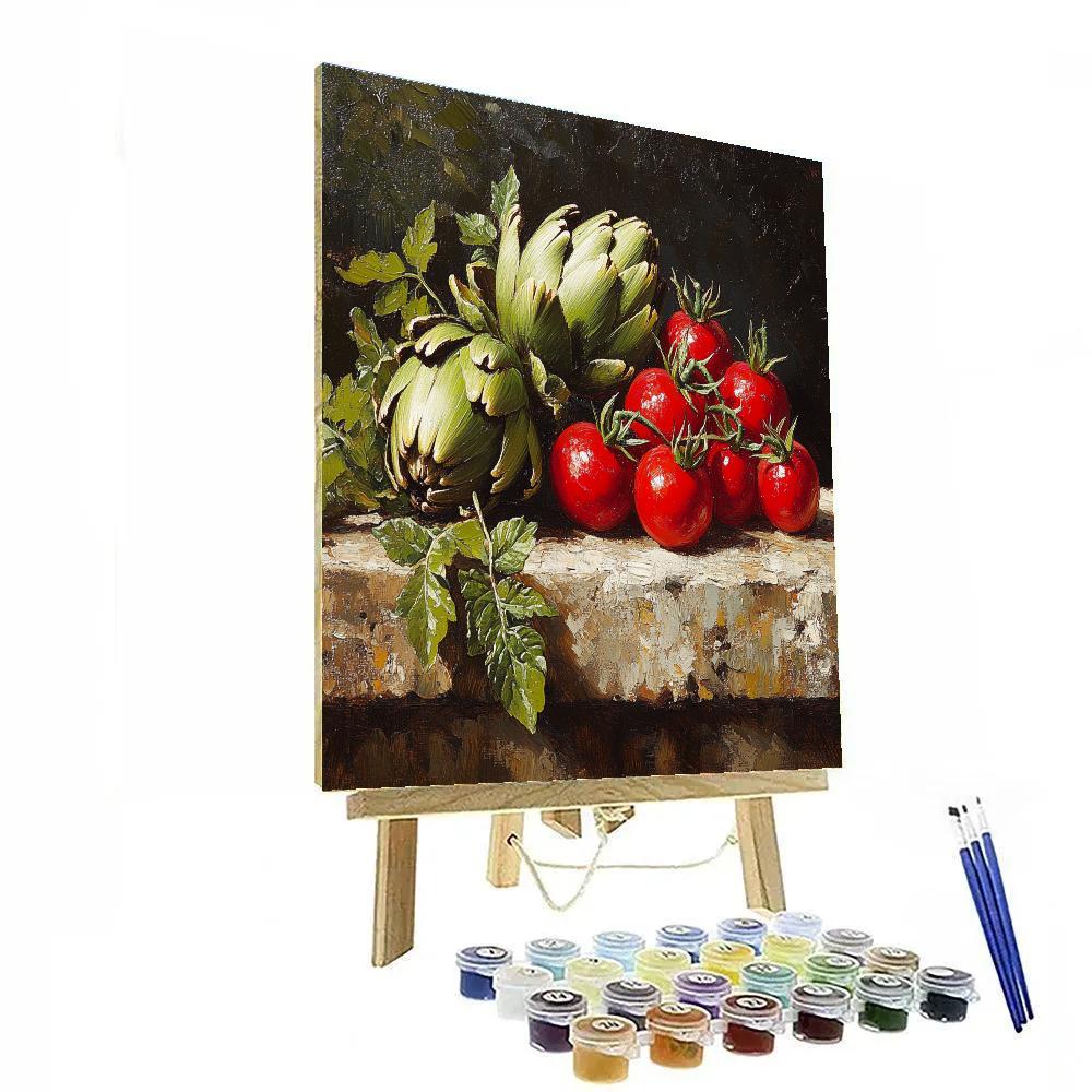 Caravaggio Inspired Basket Of Vegetables Paint by numbers art