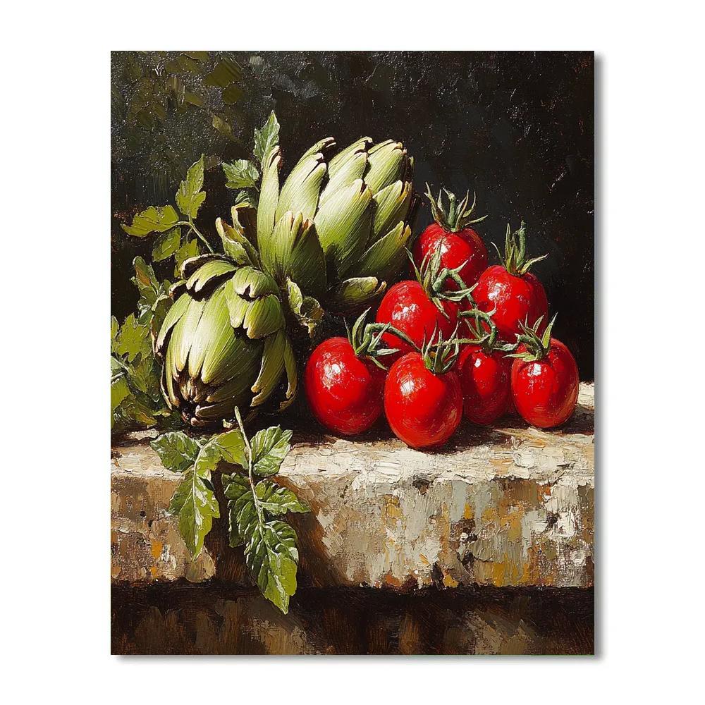Caravaggio Inspired Basket Of Vegetables Paint by numbers art