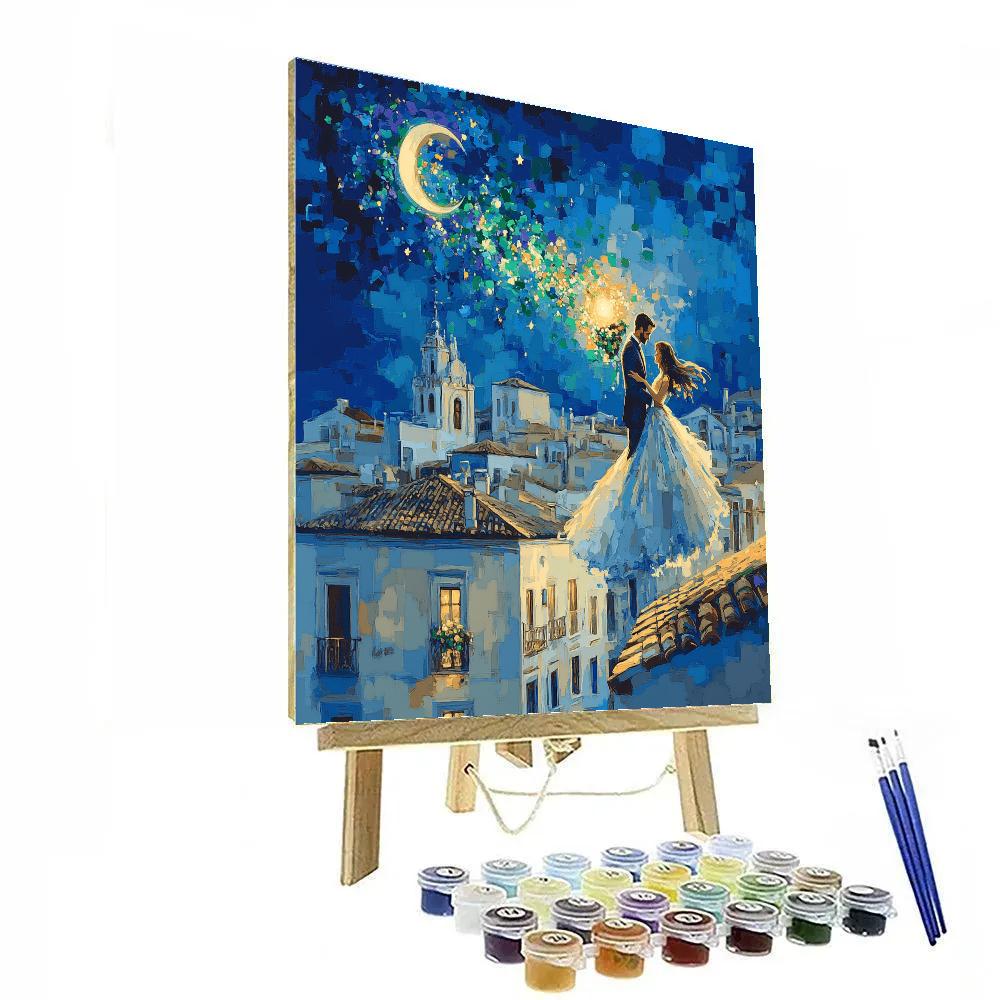 Marc Chagall Inspired Wedding Over Village paint by color