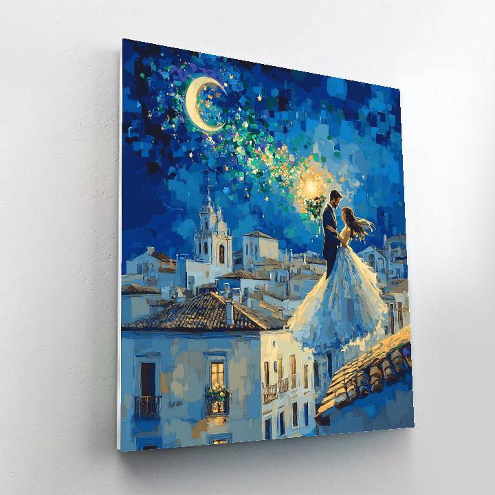 Marc Chagall Inspired Wedding Over Village paint by color