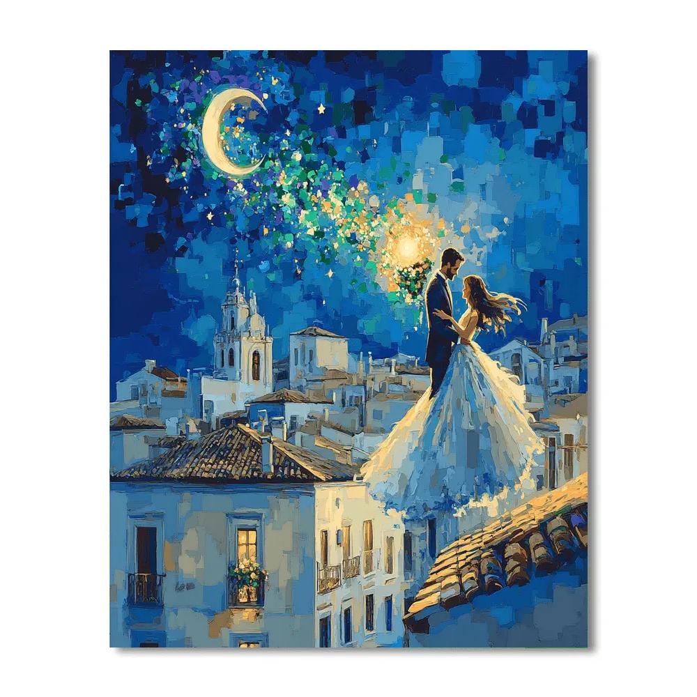 Marc Chagall Inspired Wedding Over Village paint by color