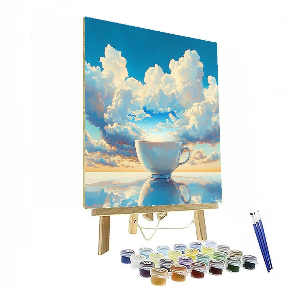 Rene Magritte Inspired Sky In A Teacup paint by color