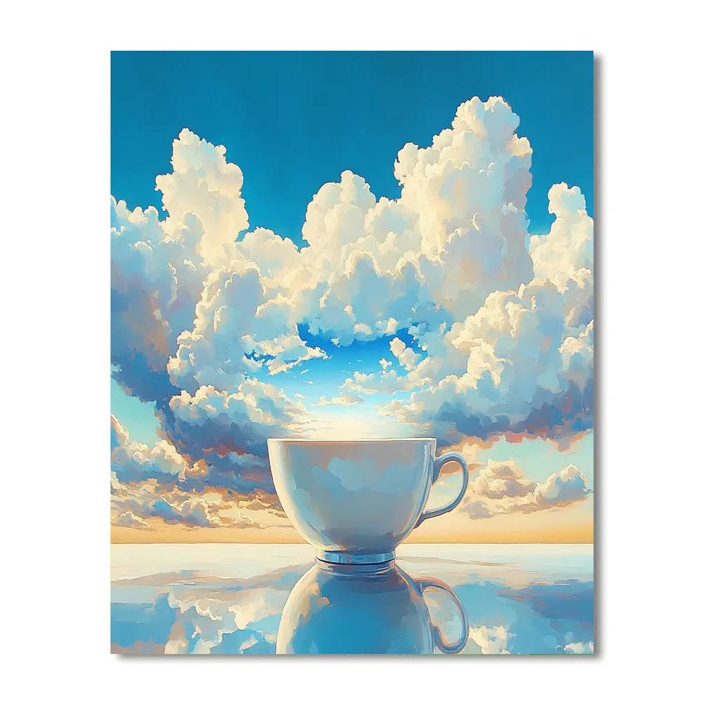 Rene Magritte Inspired Sky In A Teacup paint by color