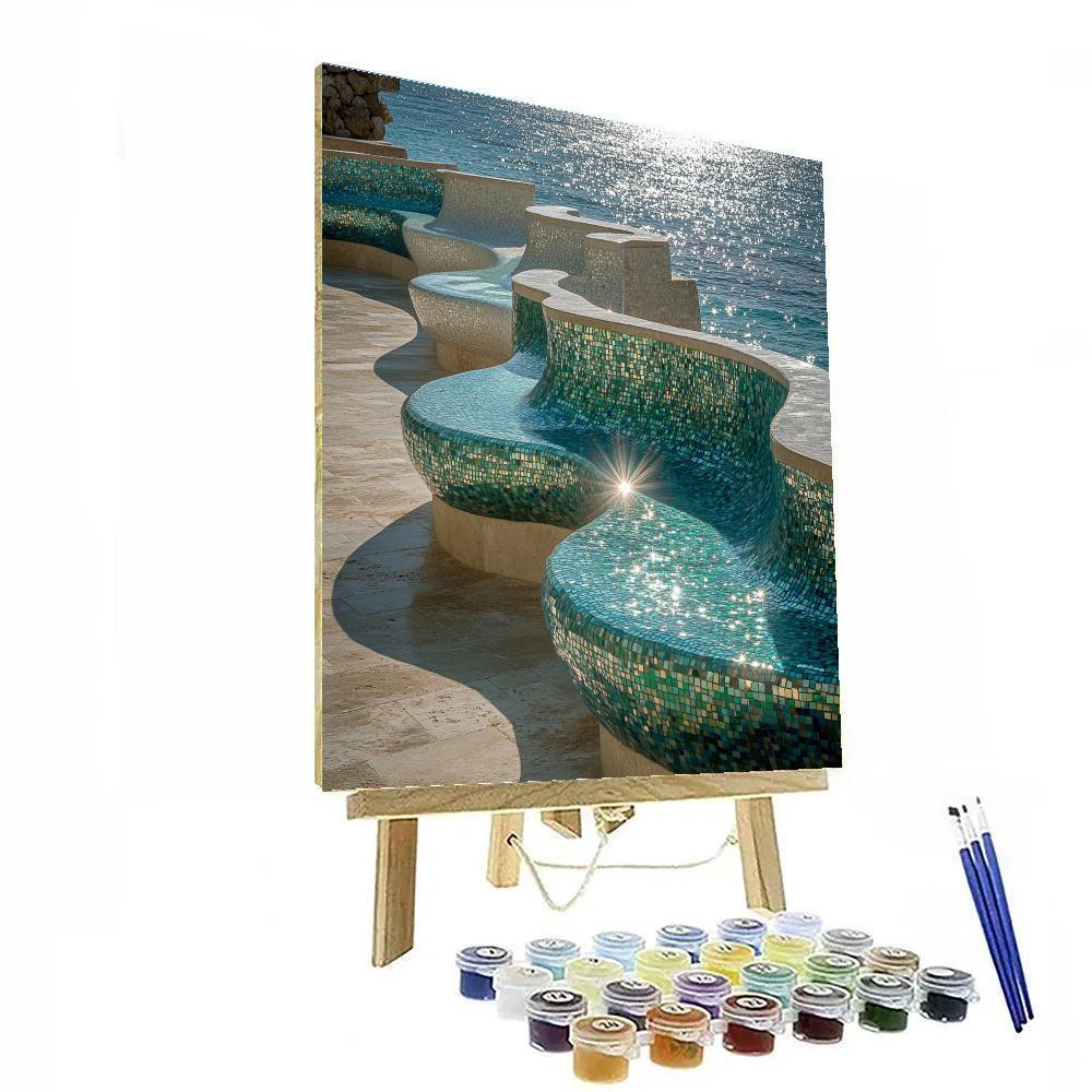 Antonio Gaudi Inspired Mosaic Sea Promenade Numbered painting kits