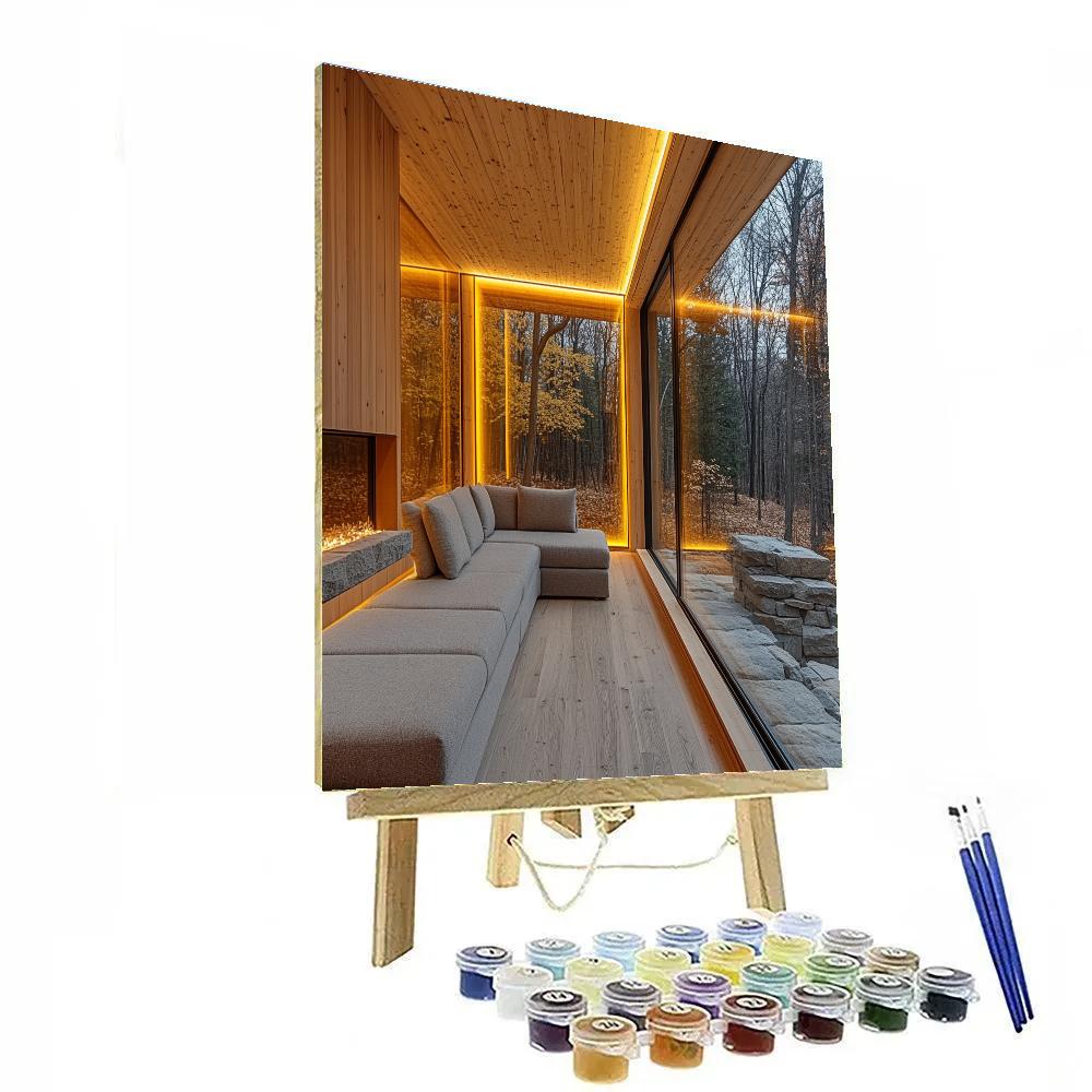 Frank Lloyd Wright Inspired Forest Window Room Painting by numbers kit