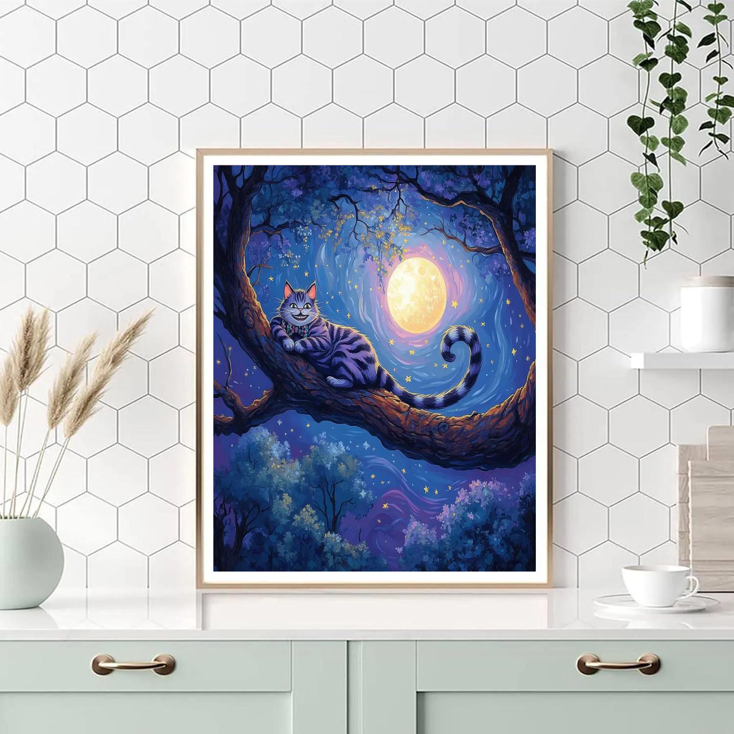 Cheshire Cat Moonlight Grin Disney Paint by numbers art