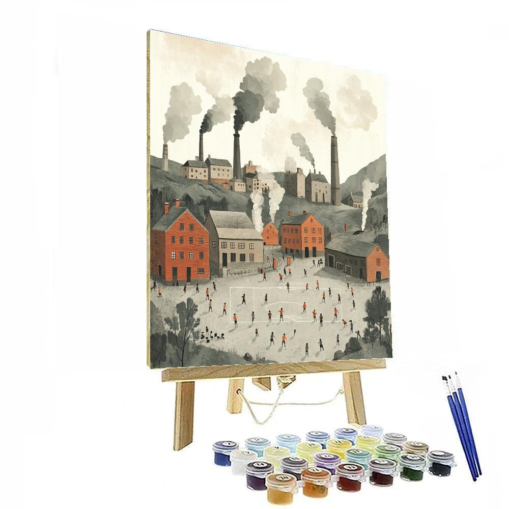 L S Lowry Inspired Mill Town Football Match Paint by numbers art