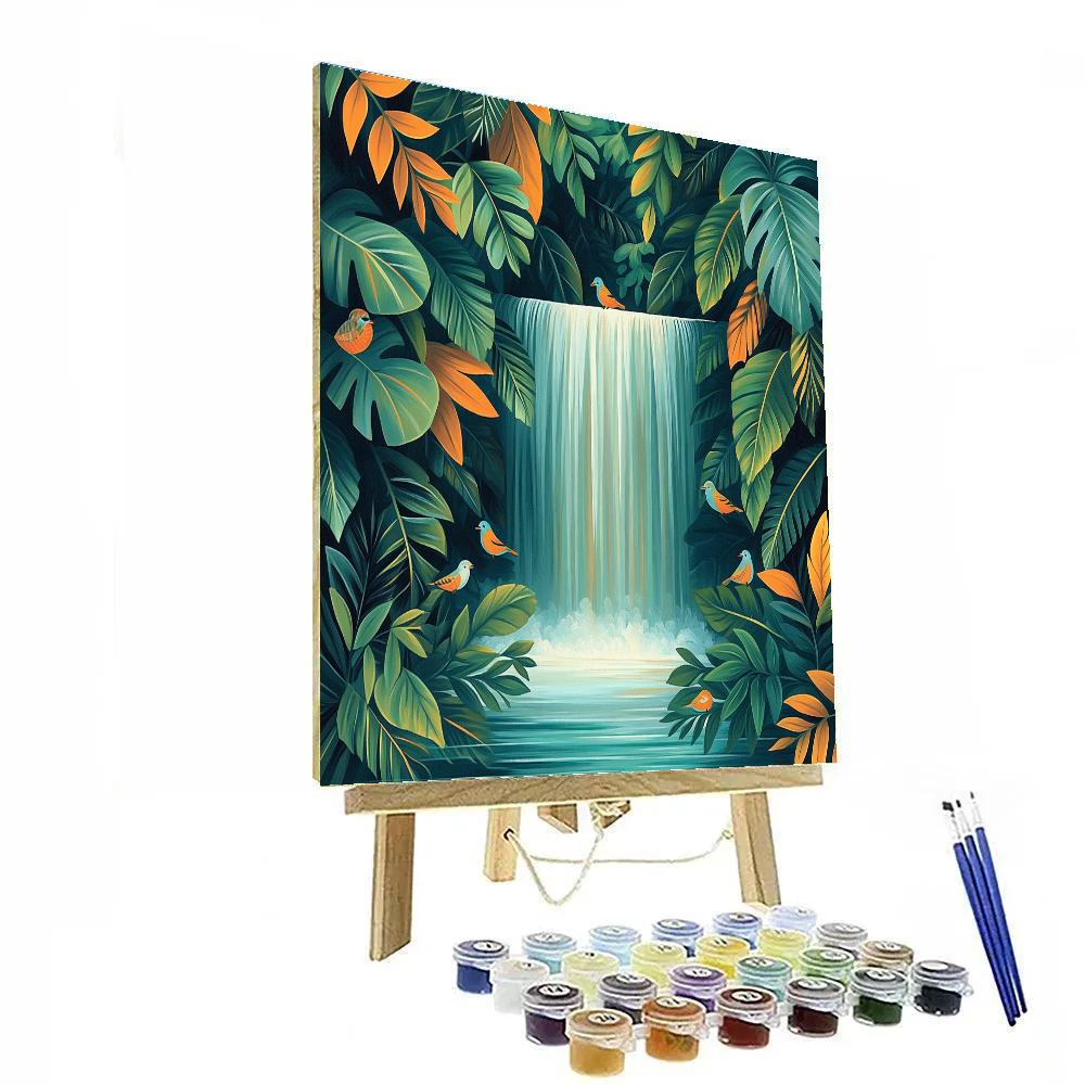 Henri Rousseau Inspired Dream Jungle Waterfall Numbered painting kits