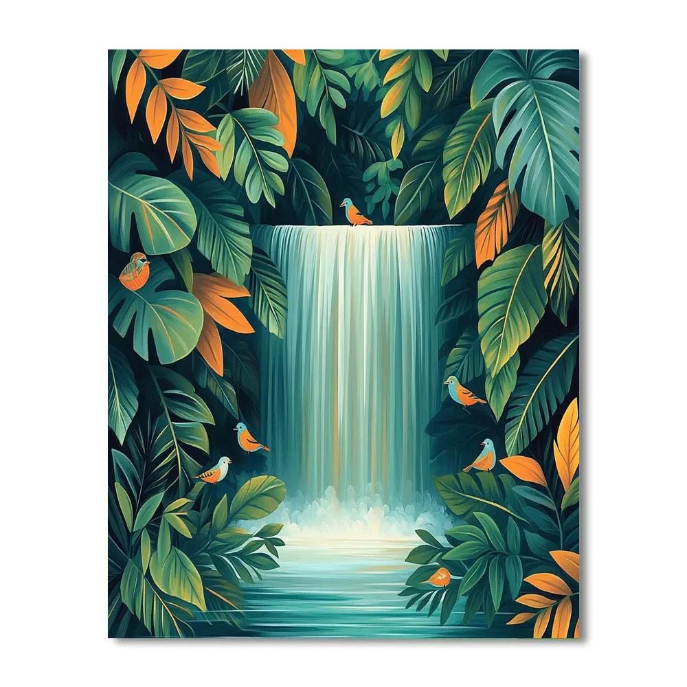Henri Rousseau Inspired Dream Jungle Waterfall Numbered painting kits